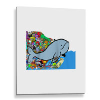 Blue Whale, Marine Sea Animal, Ocean Life, Surf, Art Work Raglan Baseb Metal Print Vertical | Artistshot