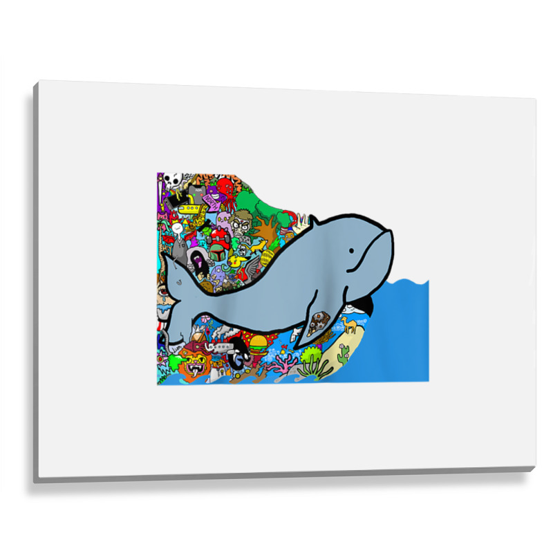 Blue Whale, Marine Sea Animal, Ocean Life, Surf, Art Work Raglan Baseb Metal Print Horizontal | Artistshot