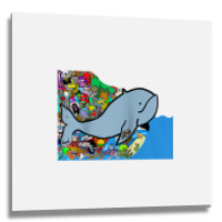 Blue Whale, Marine Sea Animal, Ocean Life, Surf, Art Work Raglan Baseb Metal Print Square | Artistshot