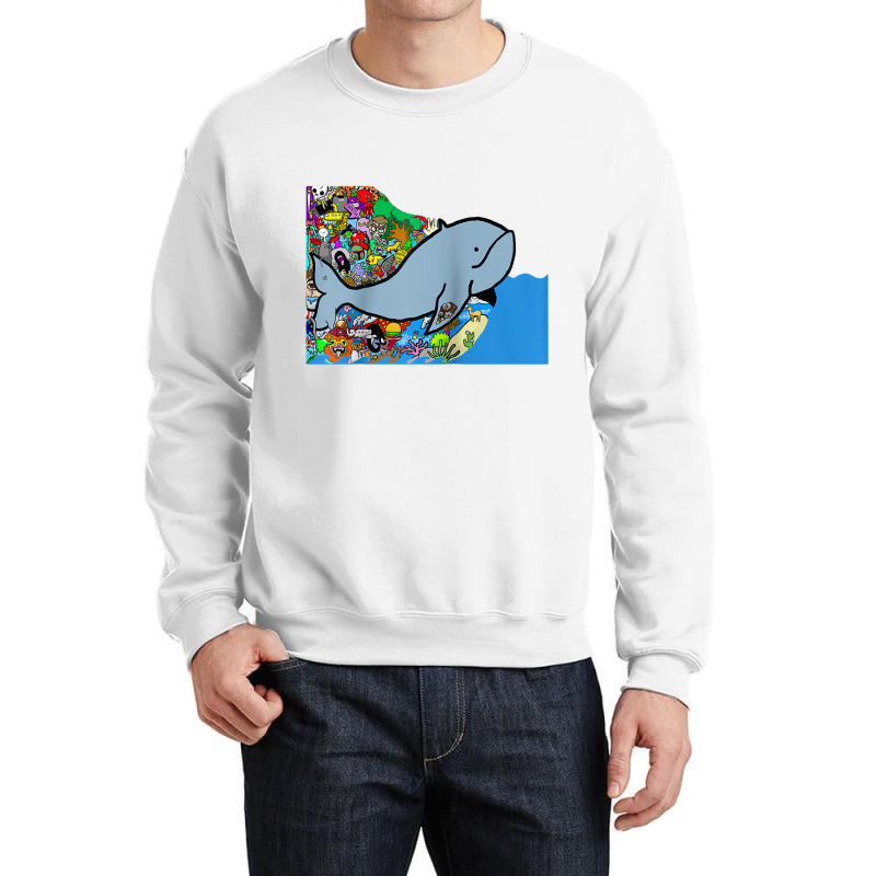 Blue Whale, Marine Sea Animal, Ocean Life, Surf, Art Work Raglan Baseb Crewneck Sweatshirt | Artistshot