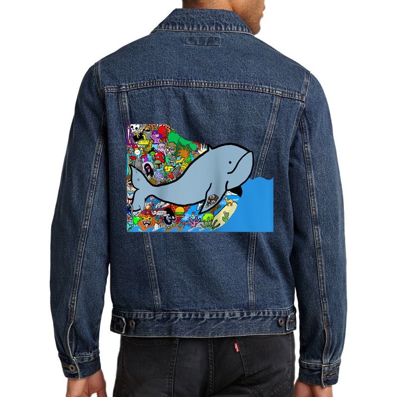 Blue Whale, Marine Sea Animal, Ocean Life, Surf, Art Work Raglan Baseb Men Denim Jacket | Artistshot