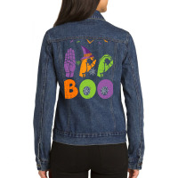 Boo Hands American Sign Language Pride Asl Halloween Long Sleeve T Shi Ladies Denim Jacket | Artistshot