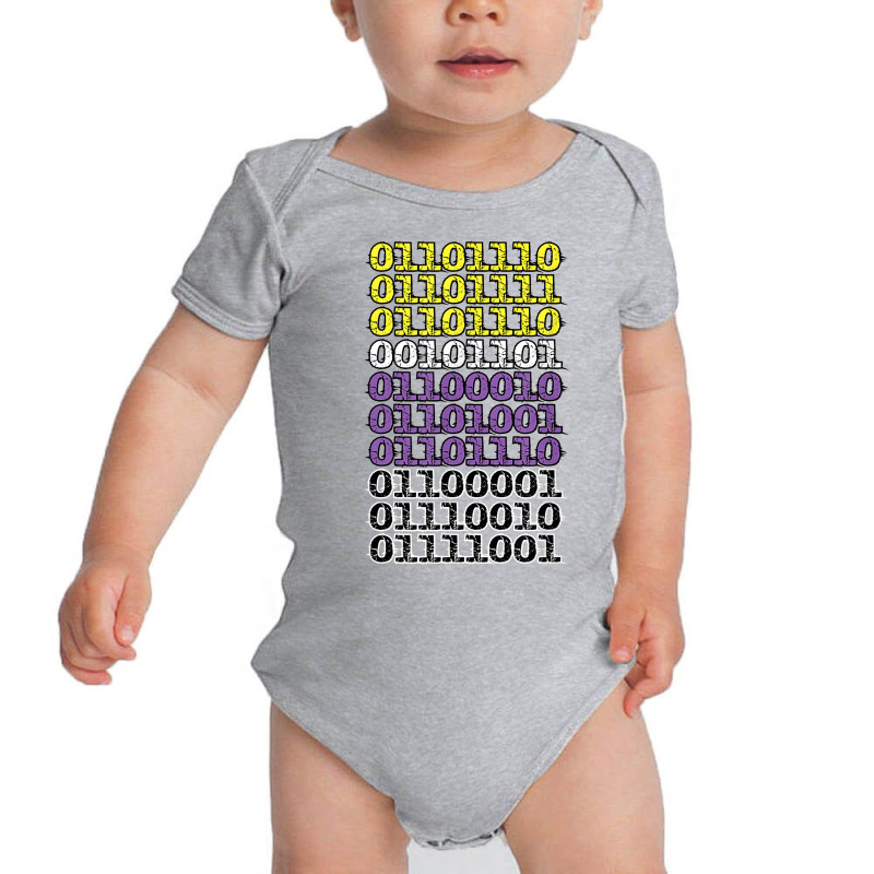 Non Binary In Binary Code Non Gender Identity Flag T Shirt Baby Bodysuit | Artistshot