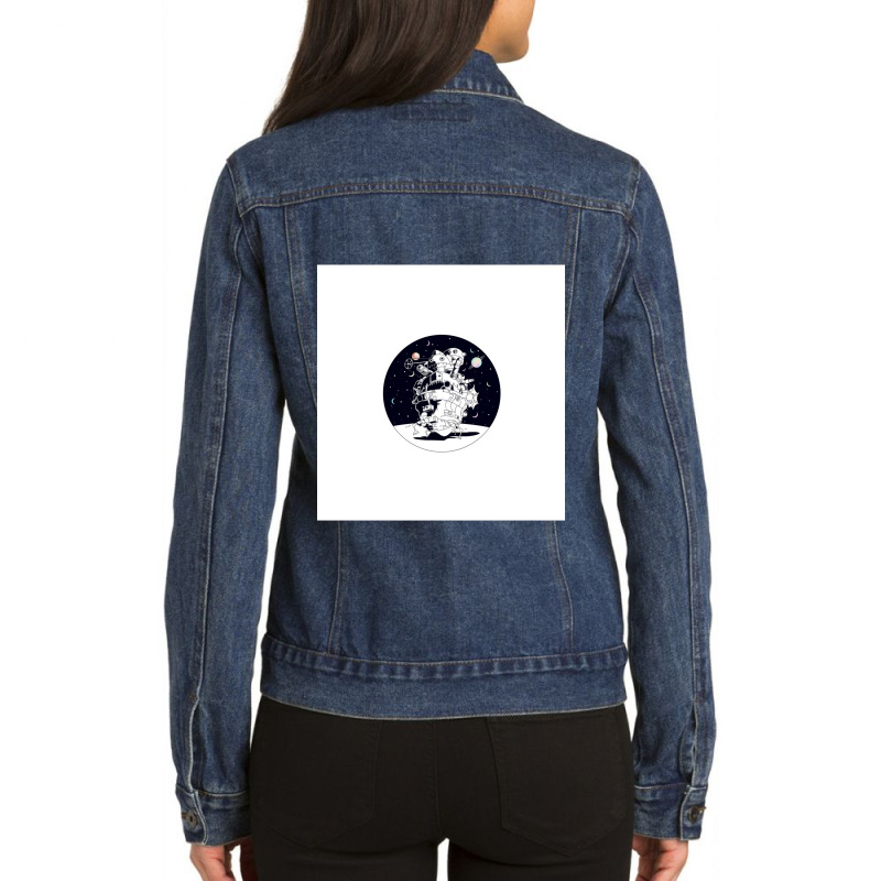 Castle In A Starry Night Chiffon Top Ladies Denim Jacket by cm-arts | Artistshot