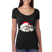 Cute Siberian Husky Puppy Santa Hat Image Christmas Cat Dog Premium T Women's Triblend Scoop T-shirt | Artistshot