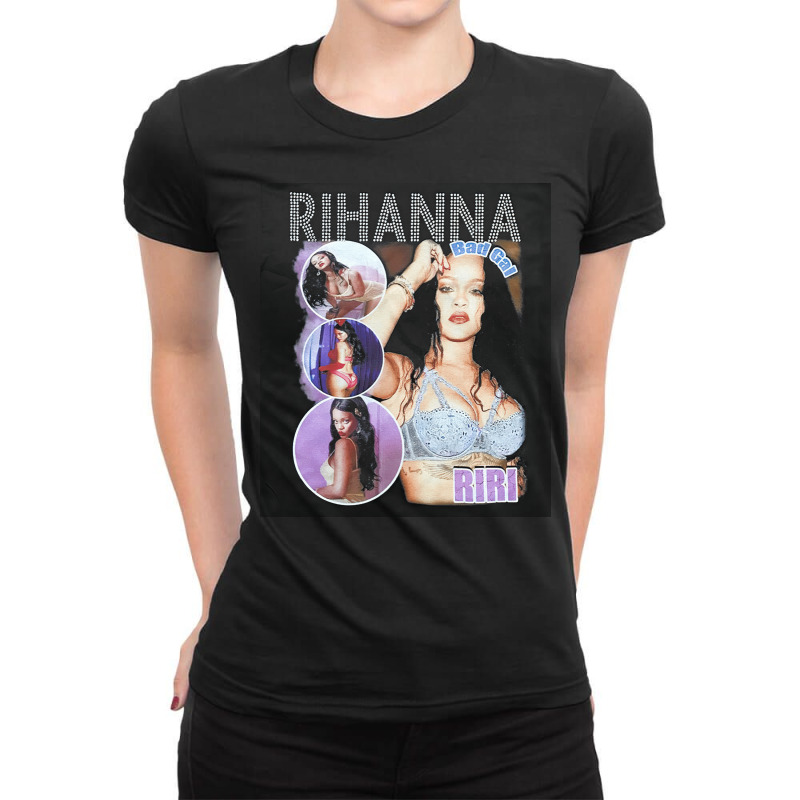 Rihanna Rhinestone Rap Tee, Rap Hip Hop, Rihanna Rhinestone Rap Tee Pa Ladies Fitted T-Shirt by cm-arts | Artistshot