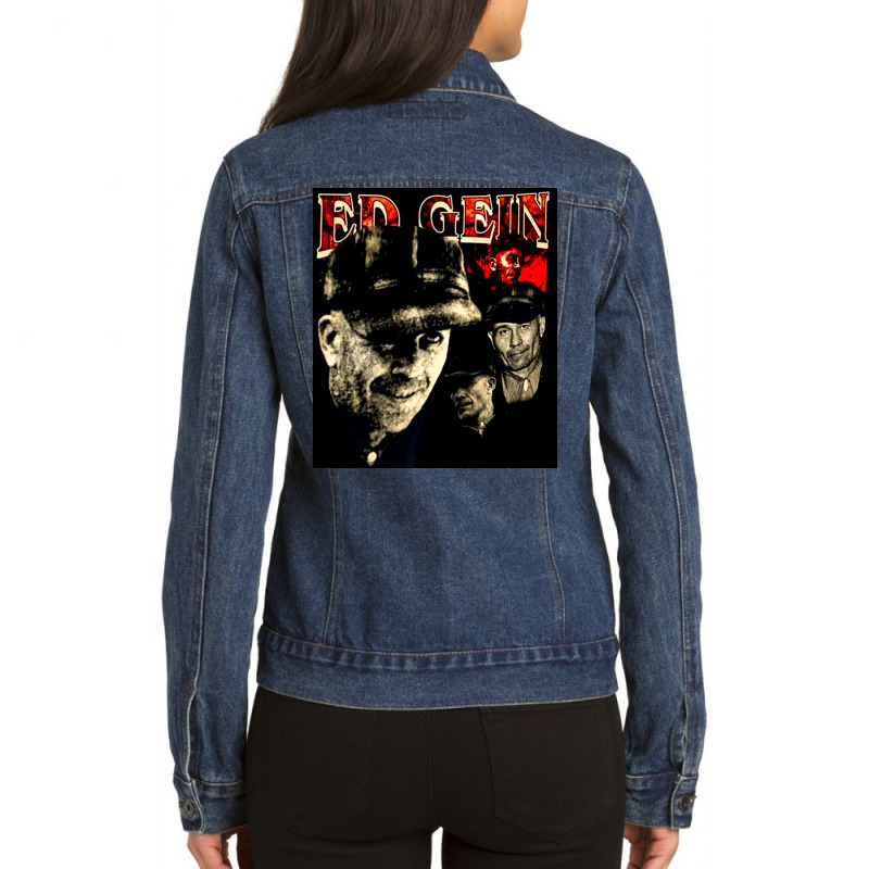 Ed Gein, Ed Geins, The Ed Gein, Ed Gein Painting, Ed Gein Ed Gein Vint Ladies Denim Jacket | Artistshot