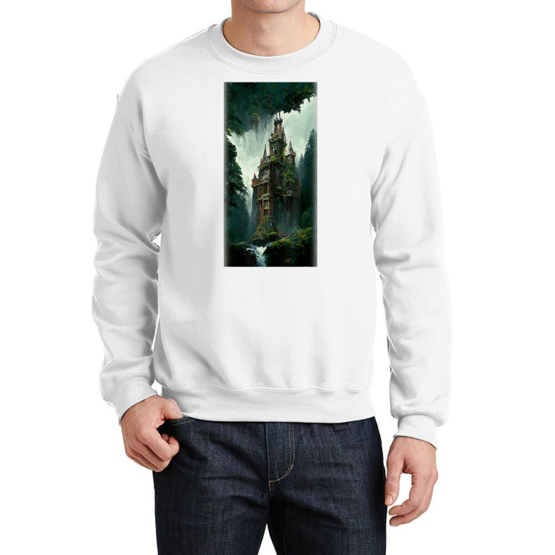 Brownstone Gothic Platform Great Waterfall Redwood Forest T Shirt Crewneck Sweatshirt by cm-arts | Artistshot