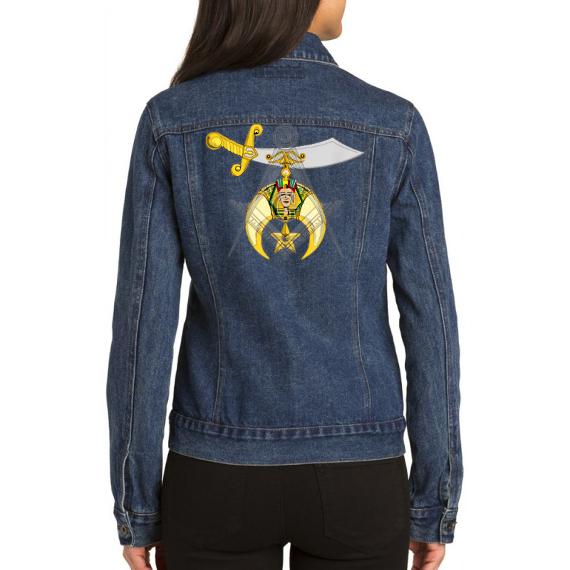 Mason Square And Compass Masonic Shriner Overlay Lodge T Shirt Ladies Denim Jacket by cm-arts | Artistshot