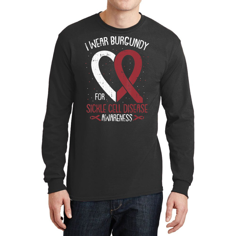 I Wear Burgundy For Sickle Cell Awareness Fighter Warrior Long Sleeve Shirts | Artistshot