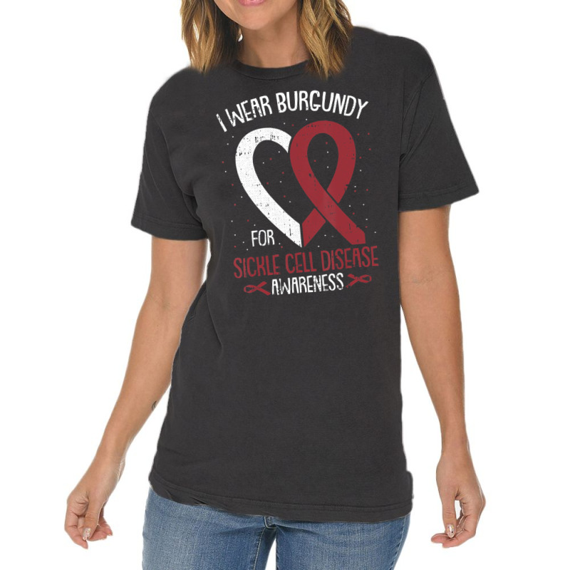 I Wear Burgundy For Sickle Cell Awareness Fighter Warrior Vintage T-shirt | Artistshot