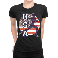 Usa Women Running Track & Field Team American Flag Runner T Shirt Ladies Fitted T-shirt | Artistshot