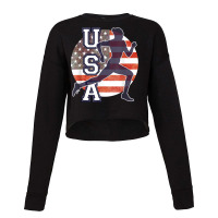 Usa Women Running Track & Field Team American Flag Runner T Shirt Cropped Sweater | Artistshot