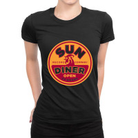 Sun Diner Record Rooster Ladies Fitted T-shirt | Artistshot