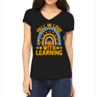 Fall In Love With Learning Rainbow Pumpkin Teacher Women's V-neck T-shirt | Artistshot