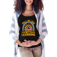 Fall In Love With Learning Rainbow Pumpkin Teacher Maternity Scoop Neck T-shirt | Artistshot