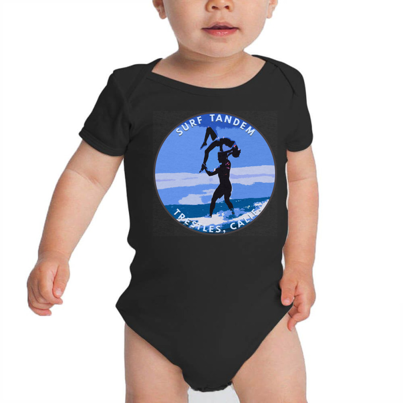 Surf Tandem On A Longboard Surfers Surfing Trestles, Calif. Long Sleev Baby Bodysuit | Artistshot