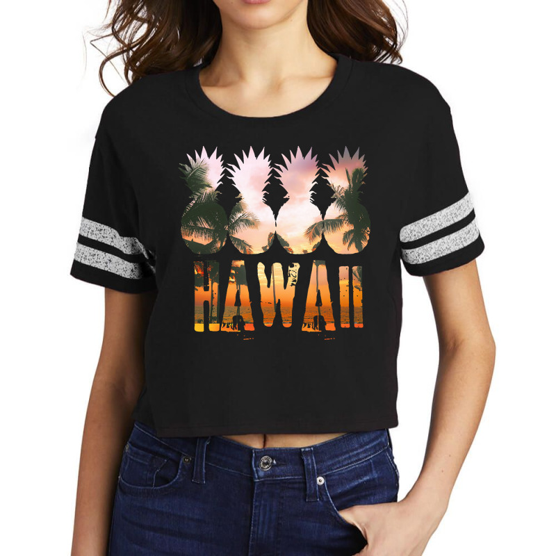 Hawaii Pineapple T  Shirthawaii Pineapple Showing Beach At Sunset T  S Scorecard Crop Tee by pfahey | Artistshot