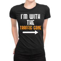 I'm With The Traffic Cone Costume Funny Halloween Couple Ladies Fitted T-shirt | Artistshot