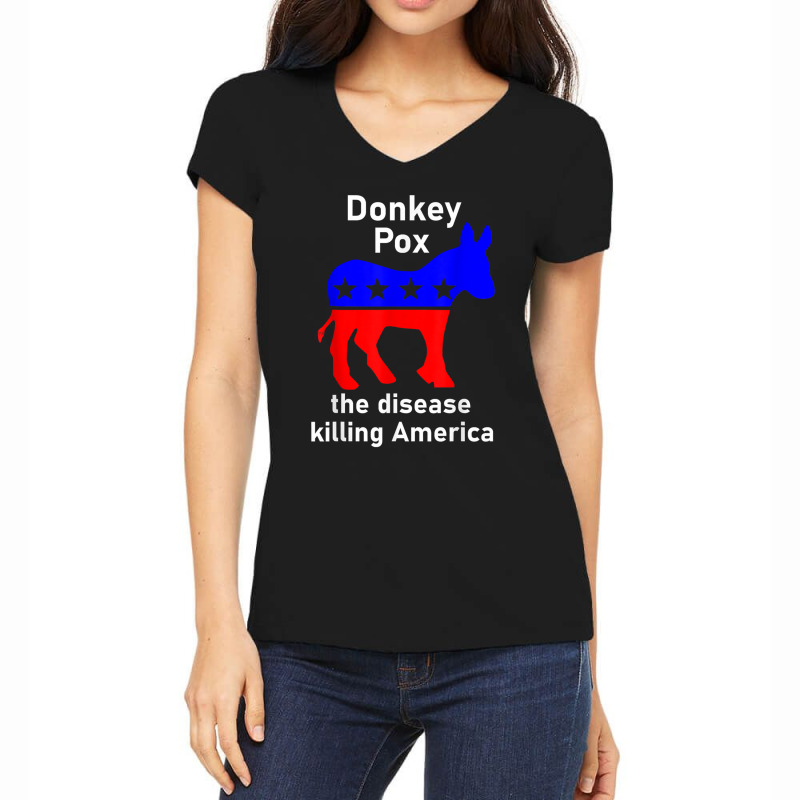 Donkey Pox Donkey Political Funny Satire Women's V-Neck T-Shirt by Roberto A Oxford | Artistshot