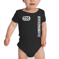 Birmingham Alabama 205 Area Code Vintage Retro Long Sleeve T Shirt Baby Bodysuit | Artistshot