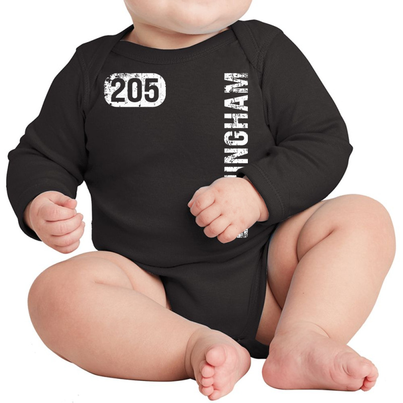 Birmingham Alabama 205 Area Code Vintage Retro Long Sleeve T Shirt Long Sleeve Baby Bodysuit by cm-arts | Artistshot