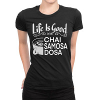 India Food Culture Chai Samosa Desi Humor Funny Ladies Fitted T-shirt | Artistshot