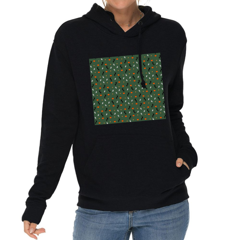 Witch Cats And Broomsticks Fall Green Lightweight Hoodie | Artistshot