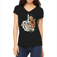 Halloween Floral Skeleton Sensitive Savage Wildflowers Tee Pullover Ho Women's V-neck T-shirt | Artistshot