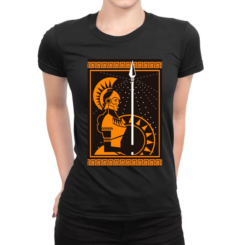 Palas Athena Minerva Greek Roman Mythology Goddess Orange Ladies Fitted T-Shirt by WarrenCordero | Artistshot