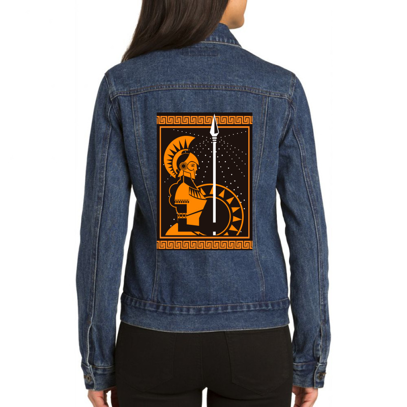 Palas Athena Minerva Greek Roman Mythology Goddess Orange Ladies Denim Jacket by WarrenCordero | Artistshot