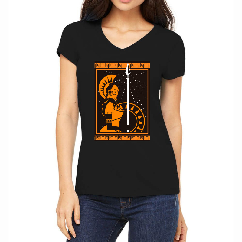 Palas Athena Minerva Greek Roman Mythology Goddess Orange Women's V-Neck T-Shirt by WarrenCordero | Artistshot