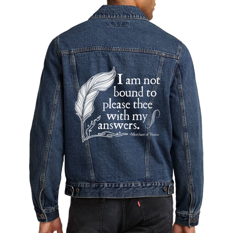 Theatre Nerd Not Bound To Please Thee Shakespeare Men Denim Jacket by cm-arts | Artistshot