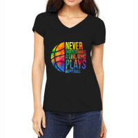 Hoops Girls Never Underestimate A Girl Who Plays Basketball Women's V-neck T-shirt | Artistshot