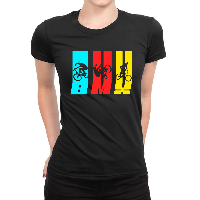 Bmx Motocross Bike Racing Bicycle Ladies Fitted T-Shirt by cm-arts | Artistshot