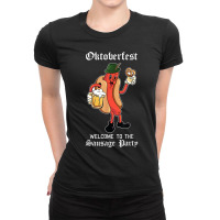 Sausage Party Oktoberfest Funny Bratwurst German Festival Tshirt Ladies Fitted T-shirt | Artistshot