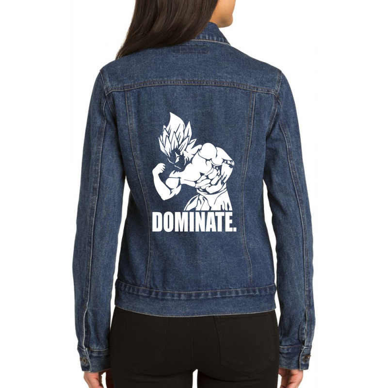 Dominate A Vegeta Bodybuilding A Anime Gym For Friend Ladies Denim Jacket by PierceKnight | Artistshot