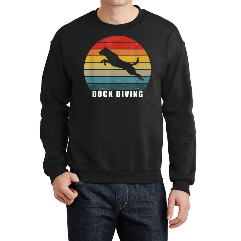 Retro Dock Diving Dog Jumping Swimming Canine Water Sports T Shirt Crewneck Sweatshirt by sarlesfo | Artistshot