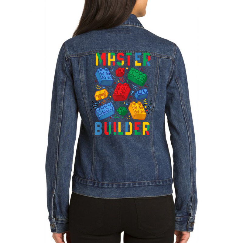 Brick Builder Funny Blocks Master Builder T Shirt Ladies Denim Jacket by tebaekivoti | Artistshot