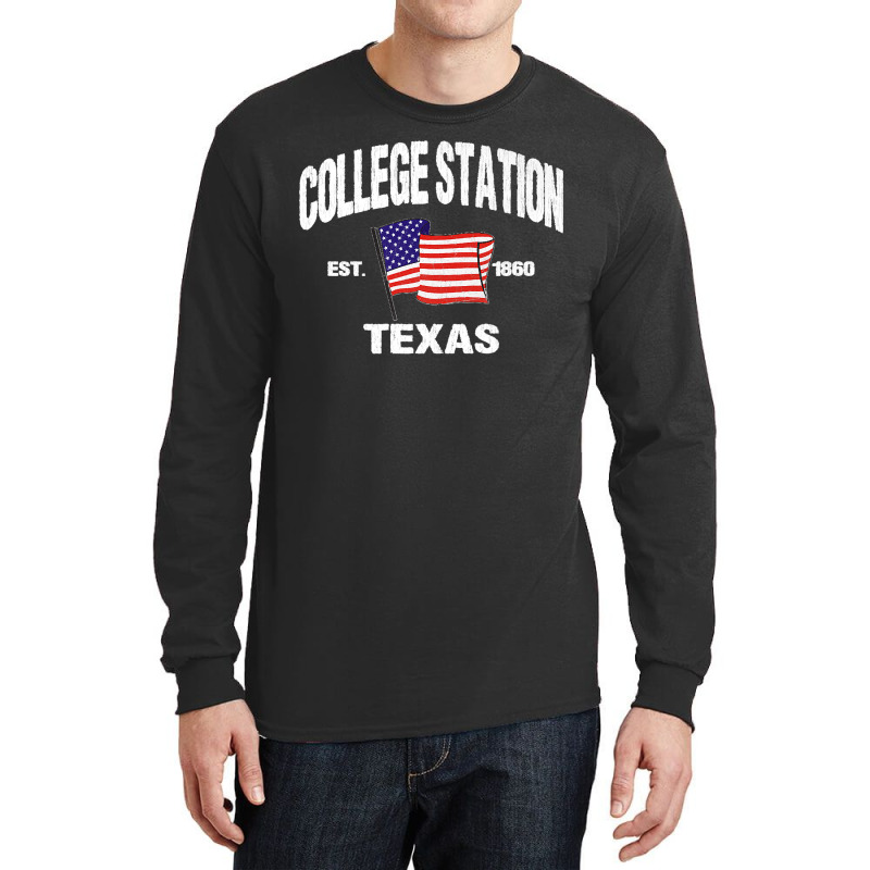 College Station Texas Tx Usa Stars & Stripes Vintage Style Premium Long Sleeve Shirts | Artistshot