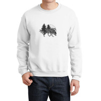 52844 T Shirt Tattoo Vector Wolf Forest Free Frame Crewneck Sweatshirt | Artistshot