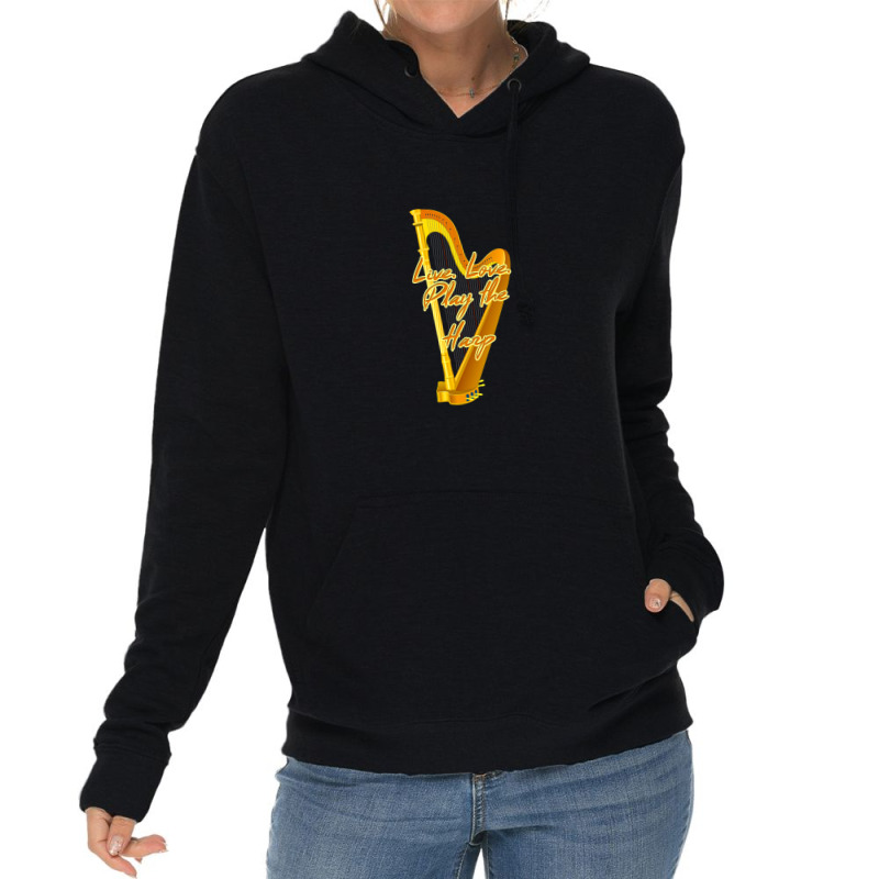 Music Instruments Harp Clef 1 Lightweight Hoodie by DeniseRamsey | Artistshot