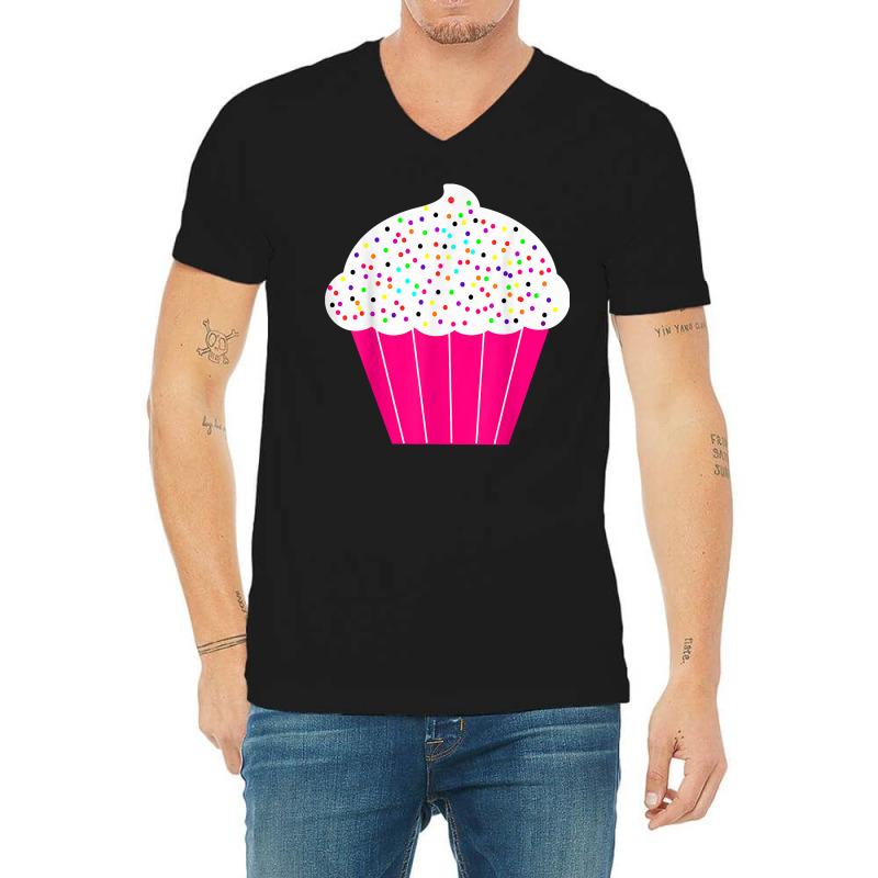 Cupcake Fun Food Costume T Shirt White Frosting Sprinkles V-neck Tee | Artistshot