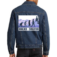 Bouldering Evolution Of A Boulder Men Denim Jacket | Artistshot