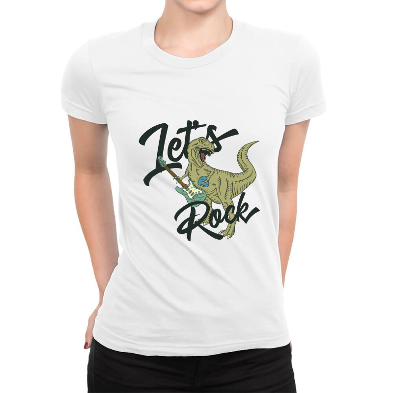 T Rex Music Lets Rock Ladies Fitted T-Shirt by Perfect Designers | Artistshot