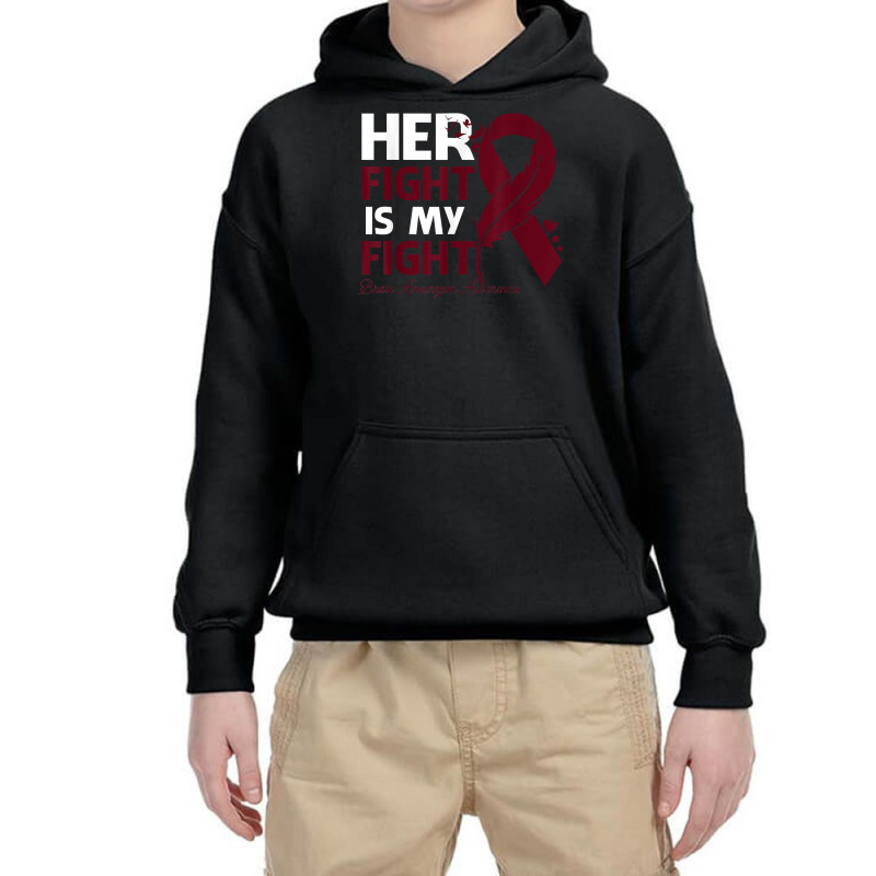 Her Fight Is My Fight Brain Aneurysm Awareness Feather T Shirt Youth Hoodie by cm-arts | Artistshot