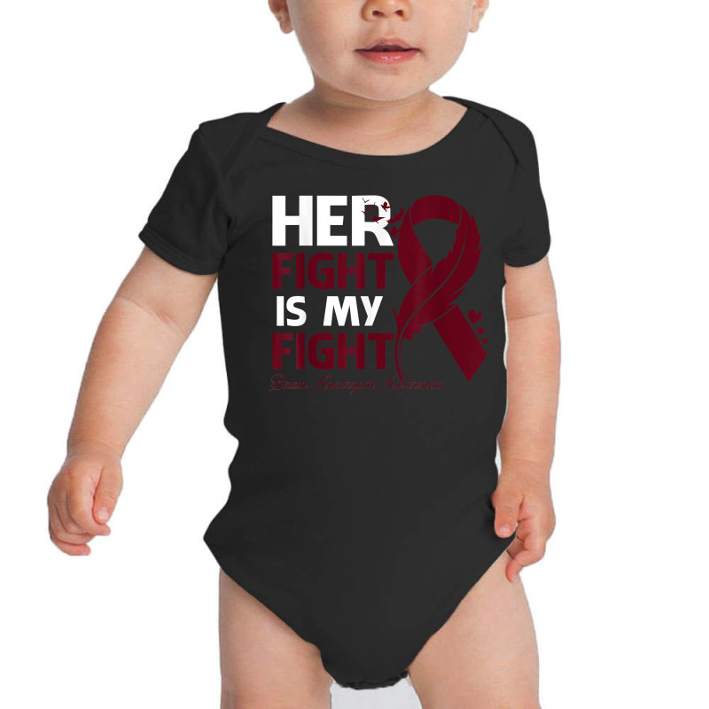 Her Fight Is My Fight Brain Aneurysm Awareness Feather T Shirt Baby Bodysuit by cm-arts | Artistshot