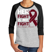 Her Fight Is My Fight Brain Aneurysm Awareness Feather T Shirt Youth 3/4 Sleeve | Artistshot