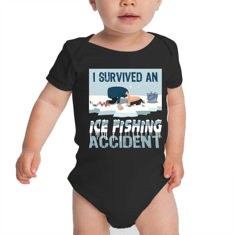 I Survived An Ice Fishing Accident - Winter Snow Ice Fishing Baby Bodysuit | Artistshot