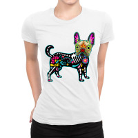 Calavera French Bulldog Frenchie Dia De Muertos Halloween T Shirt Ladies Fitted T-shirt | Artistshot